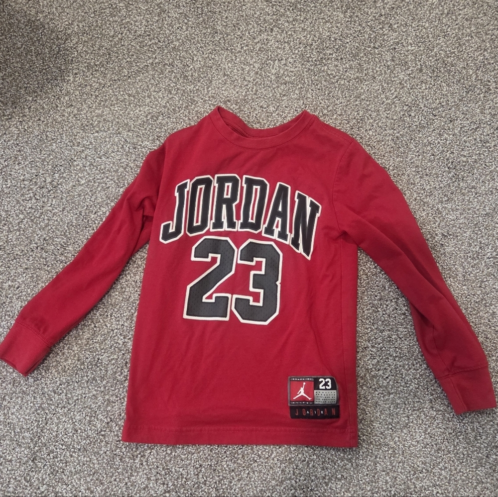 Jordan Kids Red Long Sleeve Tee with 23 Logo